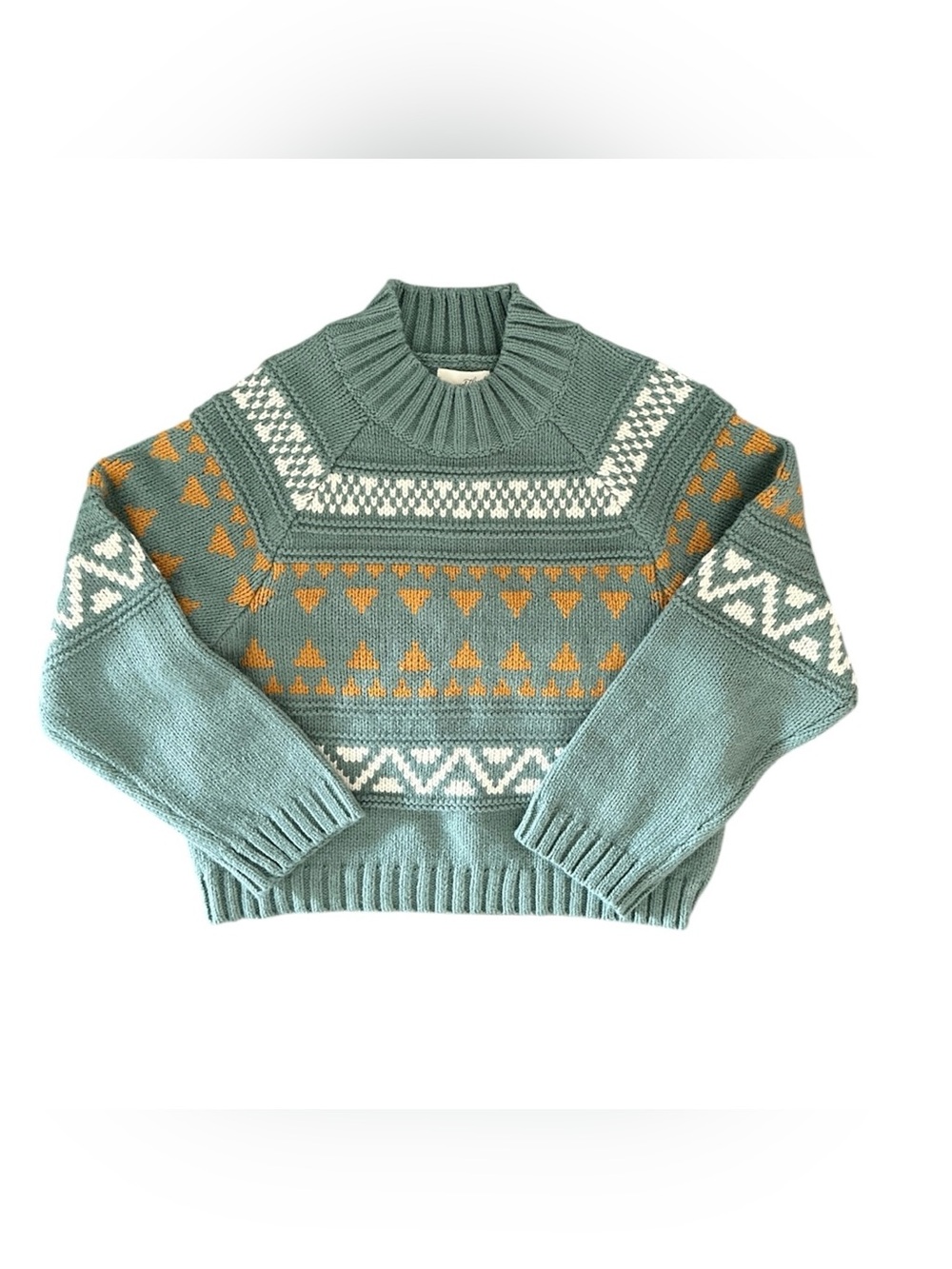 Universal Thread Fair Isle Mock Neck Sweater Women’s Large Green NWT